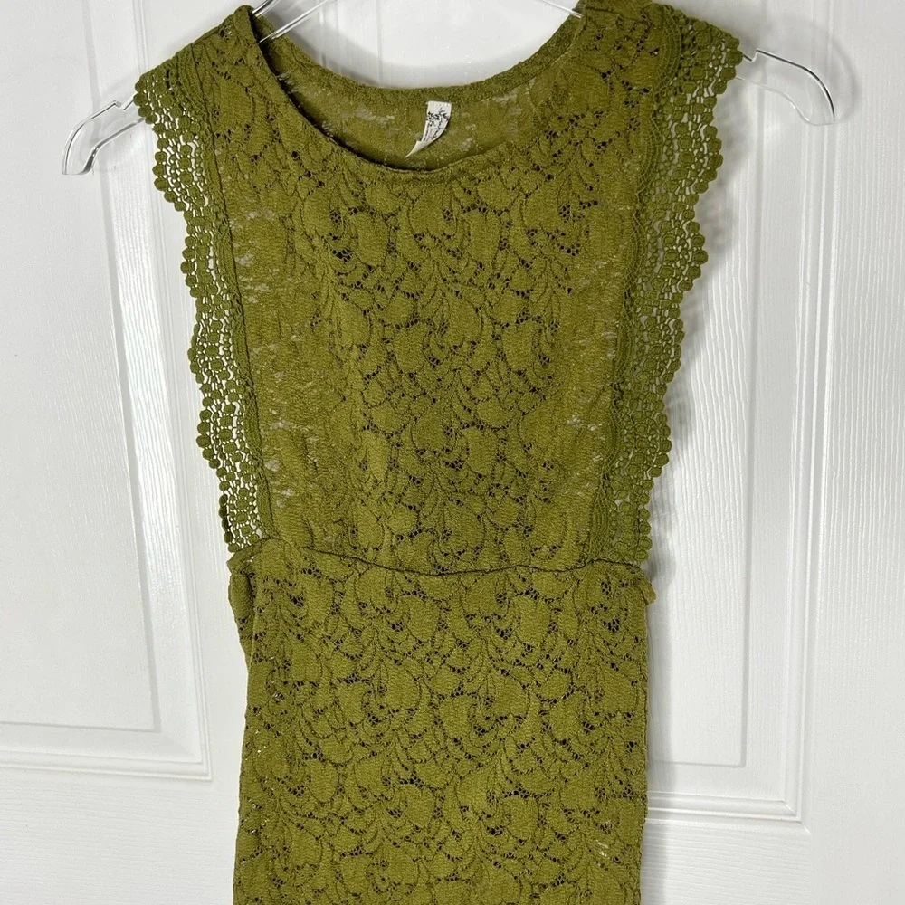 Free People Lace Green Top Sz S